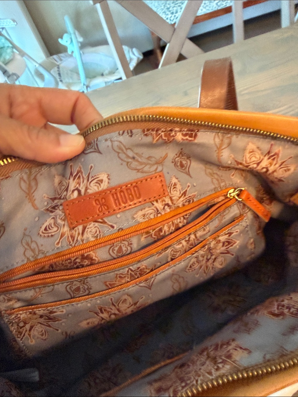 HOBO Chestnut Leather Hobo Tote with Dual Top Straps - Picture 4 of 5